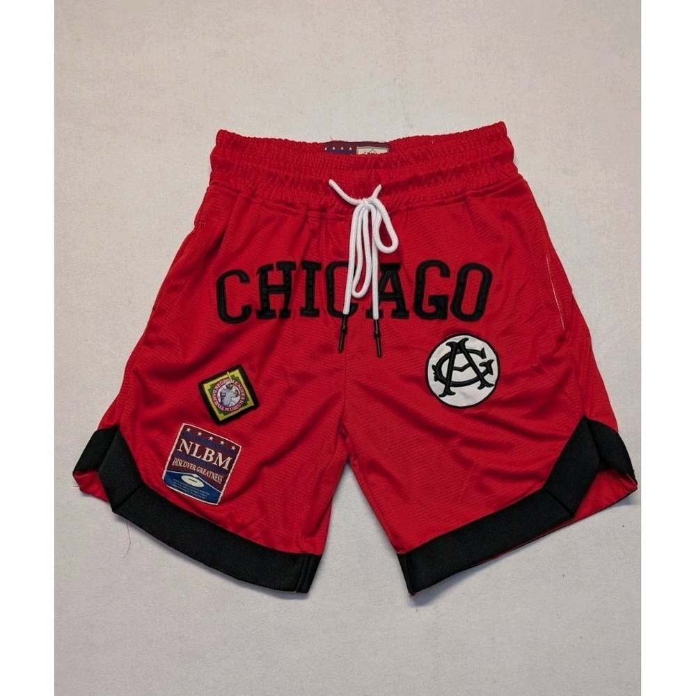 NLBM Baseball American Giants Chicago Red Logo Shorts Small S